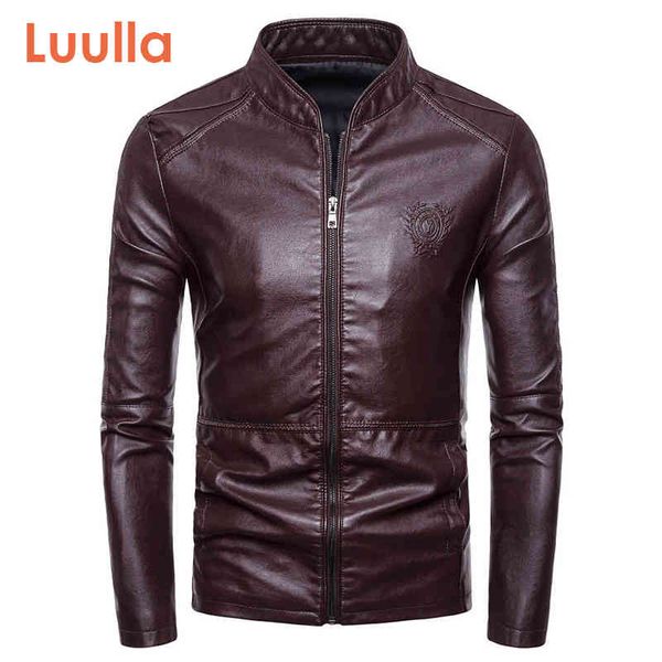 

luulla men's synthetic leather et, motorcycle driver's casual coat, fashion, high collar, 4xl large, spring, 2020, Black