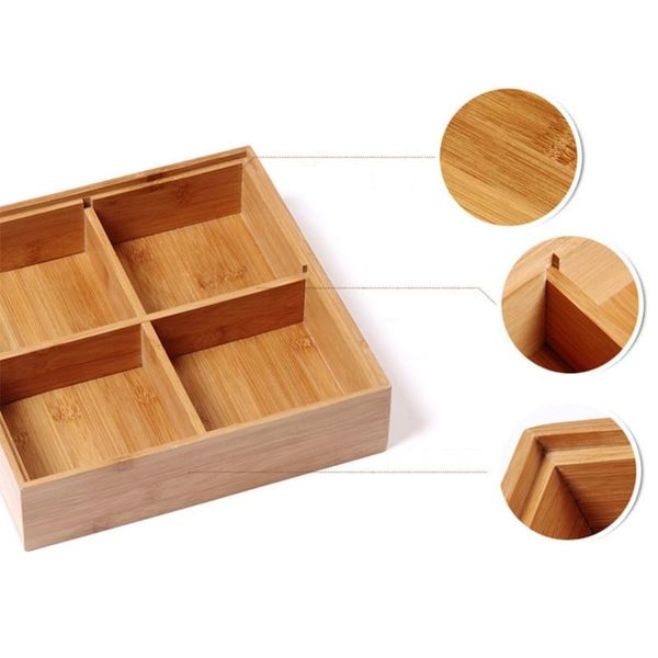 

dishes & plates 4 grid vintage wooden storage divider box desk organizer for candy jewelry tray