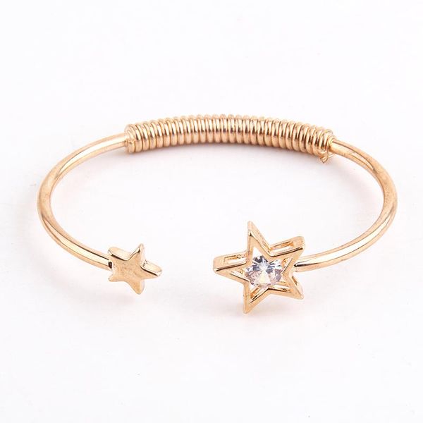 

charm bracelets rh fashion boho punk wristband medal zircon pave star cuff bangles for women & gift, Golden;silver