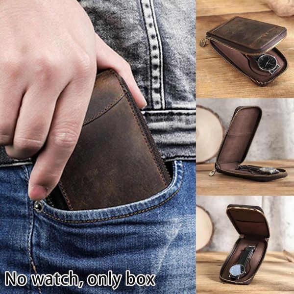 

watch boxes & cases table collection zipper sleeve leather box bag for case pocket universal pouch pro shoulder i3t7, Black;blue