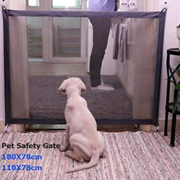 

kennels & pens pet barrier fences portable folding breathable mesh dog magic gate separation guard isolated fence dogs baby safety