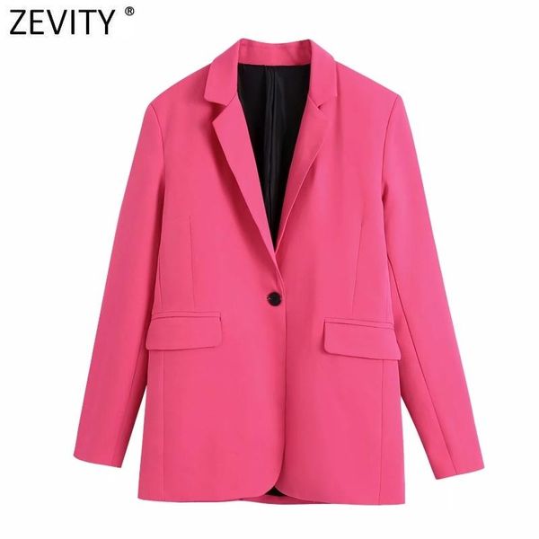 

women's suits & blazers zevity women elegant one button solid business casual blazer coat office lady long sleeve outerwear chic veste, White;black