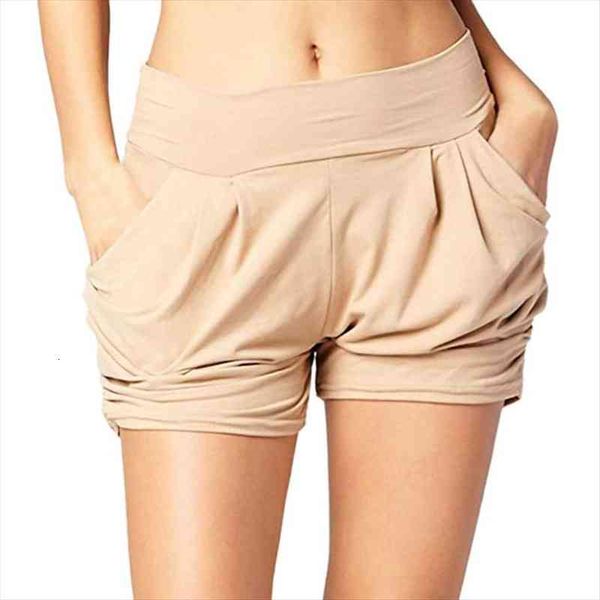 

pleated with pocket summer women shorts plus size solid high waist female sport daily casual europe, White;black