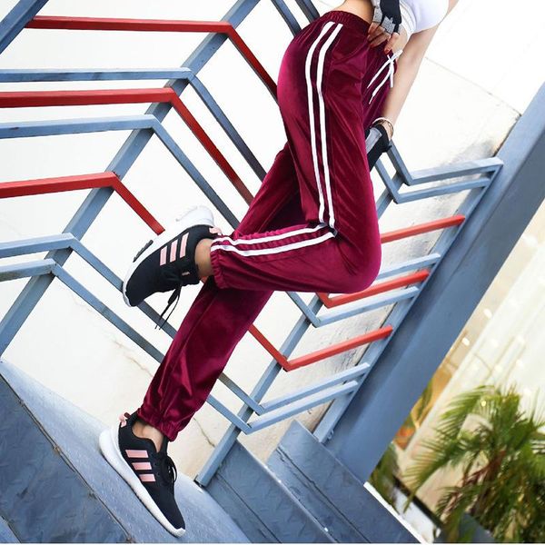 

women's pants & capris autumn and winter tide gold wool harlan loose white running leisure fitness women, Black;white