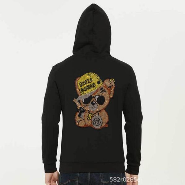 

hoodie sweatshirt men's and women's fall rhinestone hoodie men's pullover fashion casual hooded jacket, Black