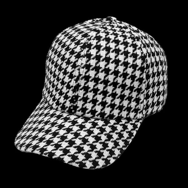 

classic mens houndstooth cap retro baseball white black plaid hats for women, Blue;gray
