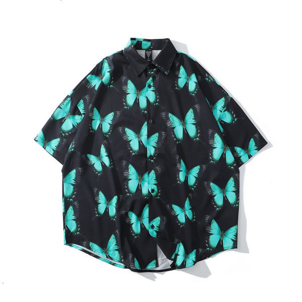

shirts arrival mens blusas summer print thin digital loose fashion casual shirts short turn-down collar shirt men open stitch, White;black