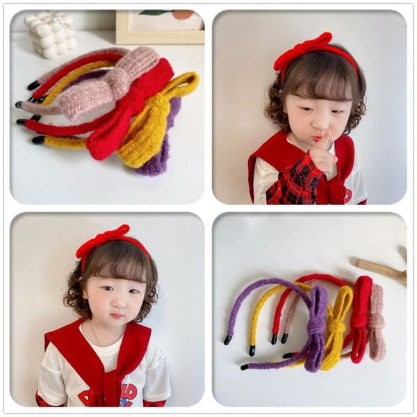 

hair accessories wholesale 12pcs fashion cute knitting wool bow hairbands bowknot sticks princess headwear boutique, Slivery;white
