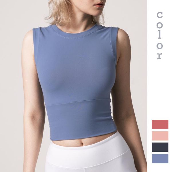 

yoga sports vest running fitness t-shirt sleeveless women tight elastic quick dry sanding solid color outfit