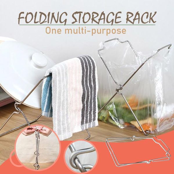 

small animal supplies foldable storage rack plastic bag shelf trash stainless steel garbage rag kitchen can hanging plas