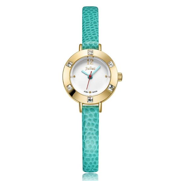 

wristwatches julius lady women's watch elegant mini clock japan quartz children fashion hours dress bracelet leather girl gift no box, Slivery;brown