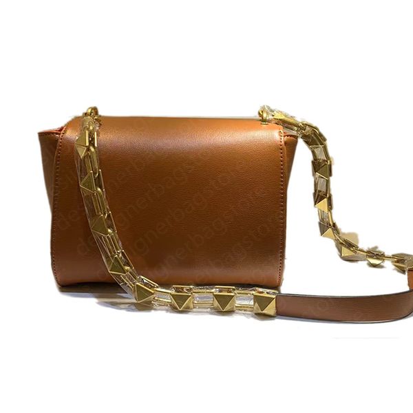 

fashion designers bags stud chain shoulder strap gold rivet leather large hardware buckle multi compartment cover black red nude brown color