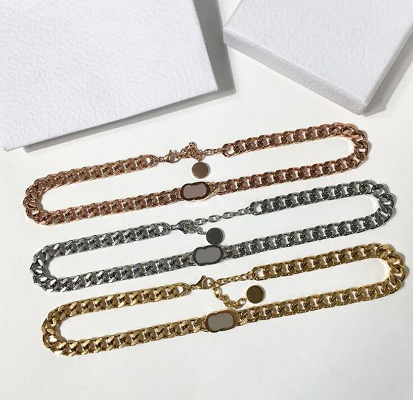 

c designer band d classic thick chain necklace cuban chain clavicle, Silver