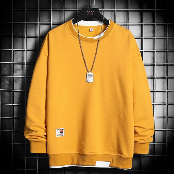

men's hoodies & sweatshirts singleroad oversized crewneck male sweatshirt 2021 solid spring japanese hip hop streetwear yellow hoodie, Black
