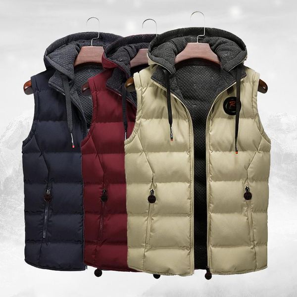 

men's vests 2021 autumn thick hooded casual thin coat sleeveless jacket winter, Black;white