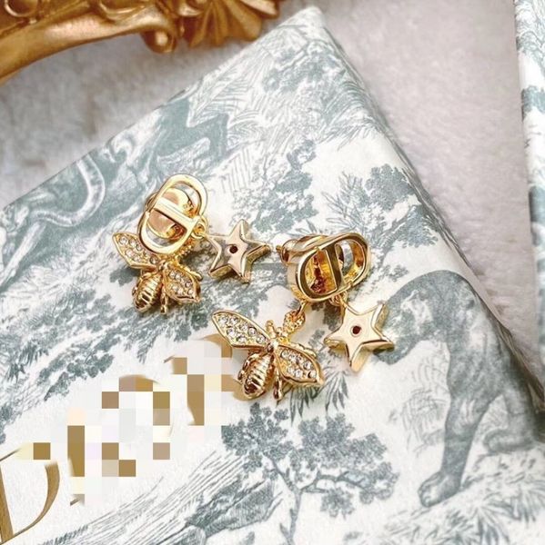 

70%off / d's new bee star inlaid earrings, Golden