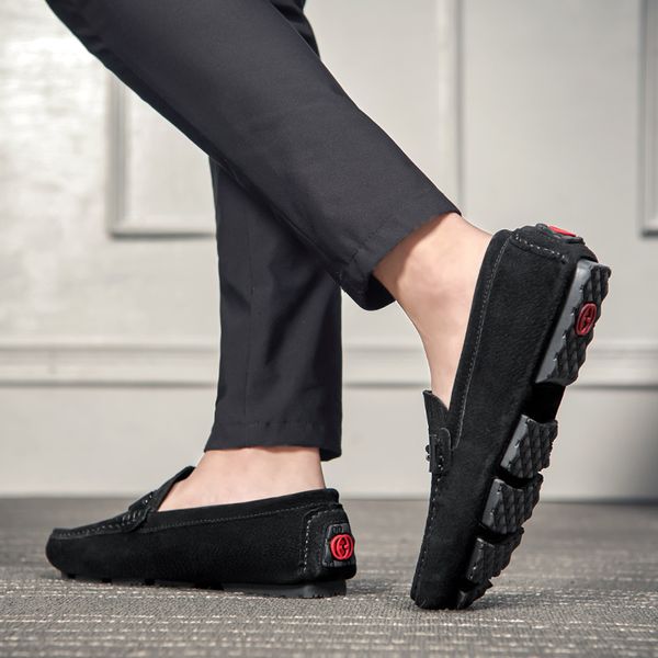 

dress shoes summer slip on men's casual loafer genuine leather spring moccasins black lightweight driving 8i10
