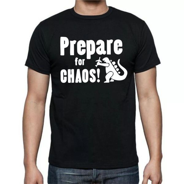 

prepare for chaos dinosaur plane apocolypse t shirt tee, White;black