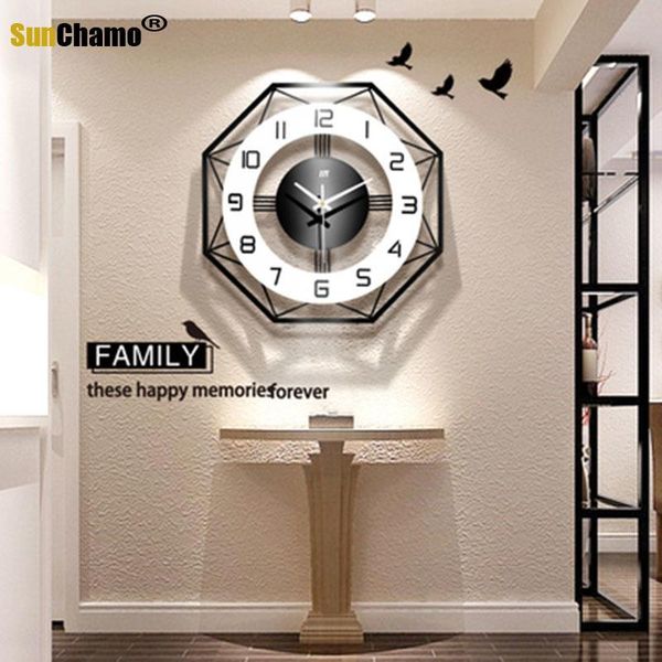 

wall clocks 43x43cm nordic simple home decoration fashion creative living room bedroom exquisite electrical clock