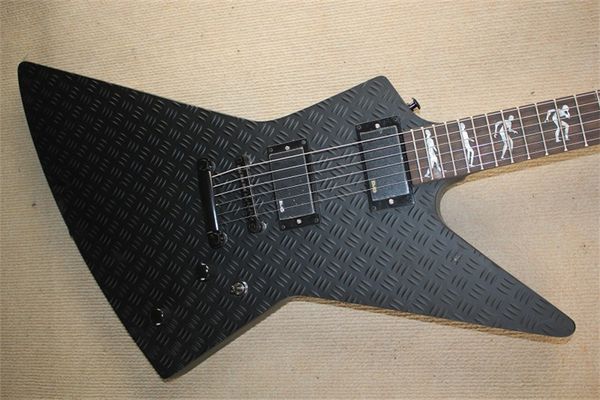 

high-end custom version of goose shaped explorer dumb pelectric guitar stag head shaped fingerboard inlay