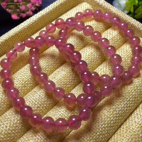 

beaded, strands natural rose strawberry crystal beads bracelet 8mm, Black