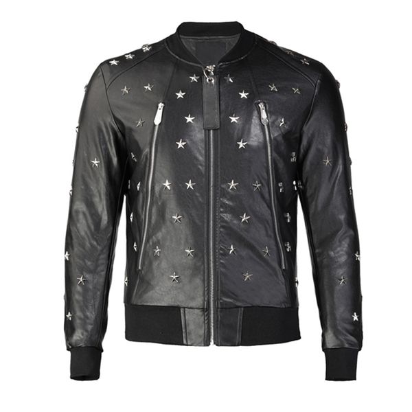 

men's jackets skull faux leather jacket mens zipper slim fit short hip hop outside sport designer motorcycle coat black biker fashion, Black;brown