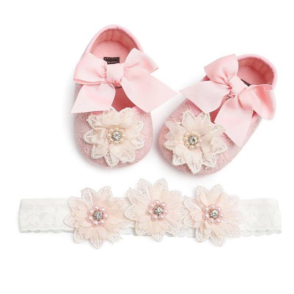 

first walkers baby girls shoes with hairband for toddler autumn flowers 0-18m