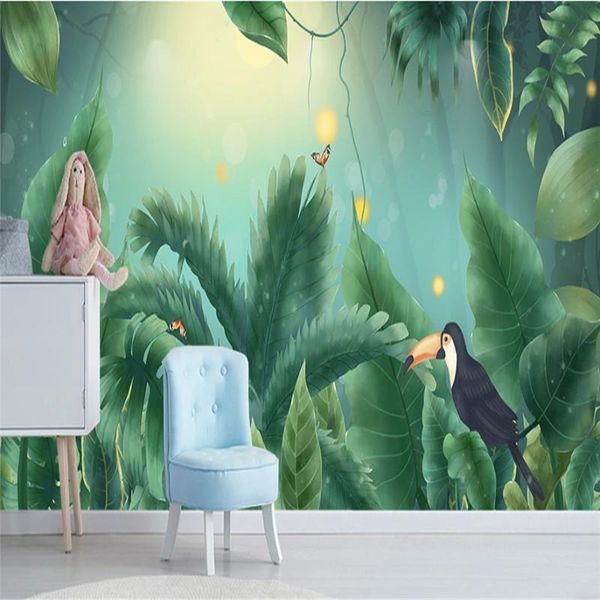 

wallpapers middle ages tropical rain forest plant toucan background mural wallpaper for living room bedroom walls 3d wall papers home decor