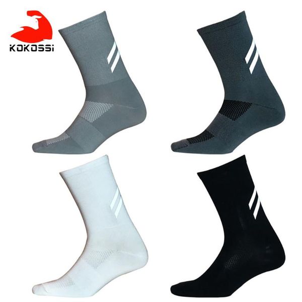 

kokossi outdoor sports cycling socks men women comfortable soft highly reflective running mountaineering, Black