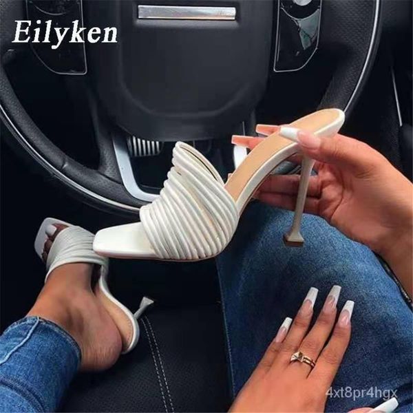 

sandals 2021 large size women's shoes fashion party female stiletto square toe high heels open and slippers, Black