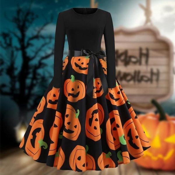 

casual dresses halloween women dress hallowen o neck bowknot bat loose hem lady princess ladies costume festival party robe, Black;gray