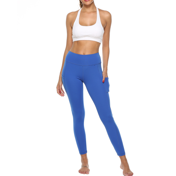 

yoga outfits custom solid color slim stitching casual fitness sports pocket waist leggings gym pants, White;red