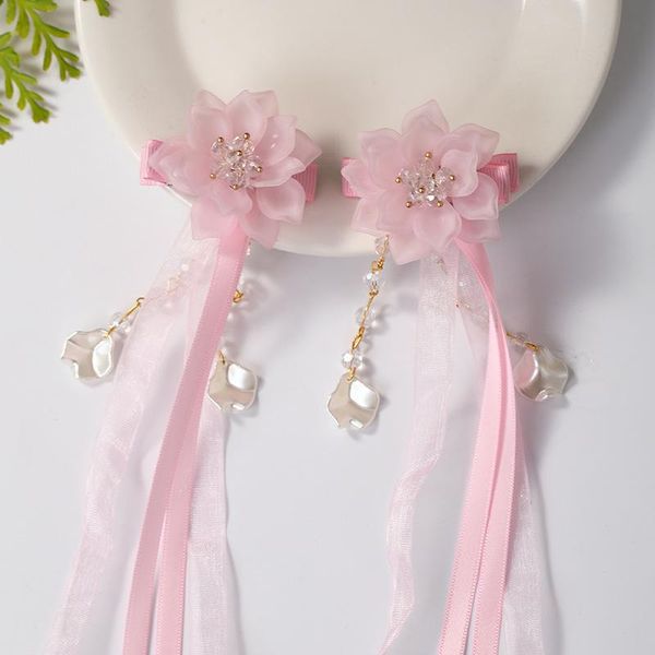 

other getnoivas vintage chinese style handmade flower hair barrettes costume tassel ribbon hairpin jewelry accessories sl, Golden;white
