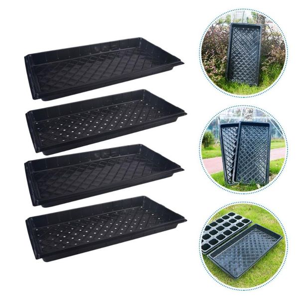 

4pcs tray with holes plant stand trays thicken flowerpot plates (black) grow lights