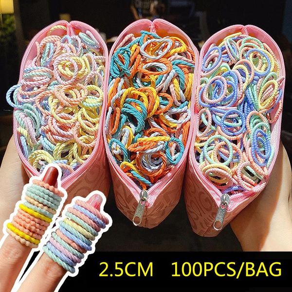 

100/1000/bag hair ties elastic scrunchies pack bands rope kids accessories for girls gum ponytail holder rubber, Slivery;white
