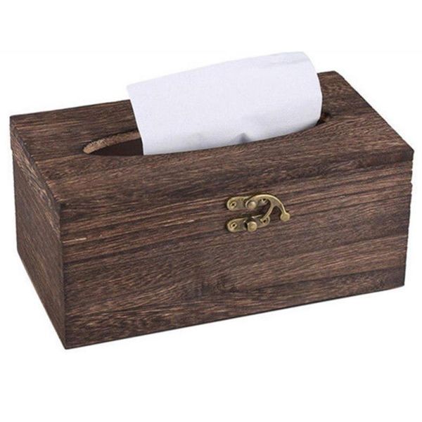 

tissue boxes & napkins vintage wooden box paper napkin holder dispenser case bathroom office desk decor elegant bedroom ornament