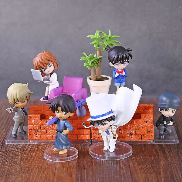 

Detective Conan Edogawa Konan / Haibara Ai / Hattori Heiji / Kaitou Kiddo Akai Shuuichi Furuya Rei Desktop Figures 6pcs/set