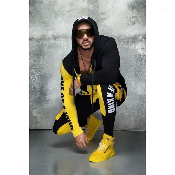 

men casual sets hooded solid patchwork autumn men's sportswear hoodies pants 2pcs set hip hop street loose tracksuits1, Gray