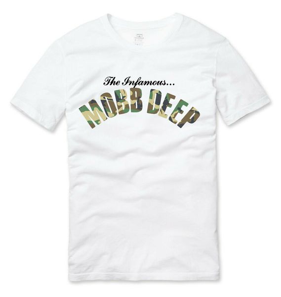 

mobb deep the infamous camo print hip hop t shirt white, White;black