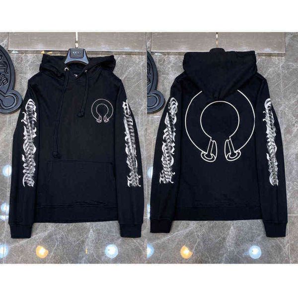 

quality fashion hoodie autumn winter ch classic sweatshirts designer mens luxury zipper sweater horseshoe phantom cross print hooded woman, Black