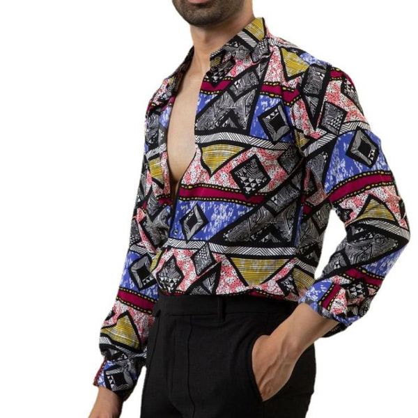

mens clothing printed button up plus size shirt luxury long sleeve xxxl special design mens print shirts hipster bright colors printing blo, White;black