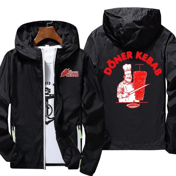 

men's jackets waterproof jacket funny doner kebab casual hoodie graphic breathable sport outwear zipper reflective street coat leisure, Black;brown
