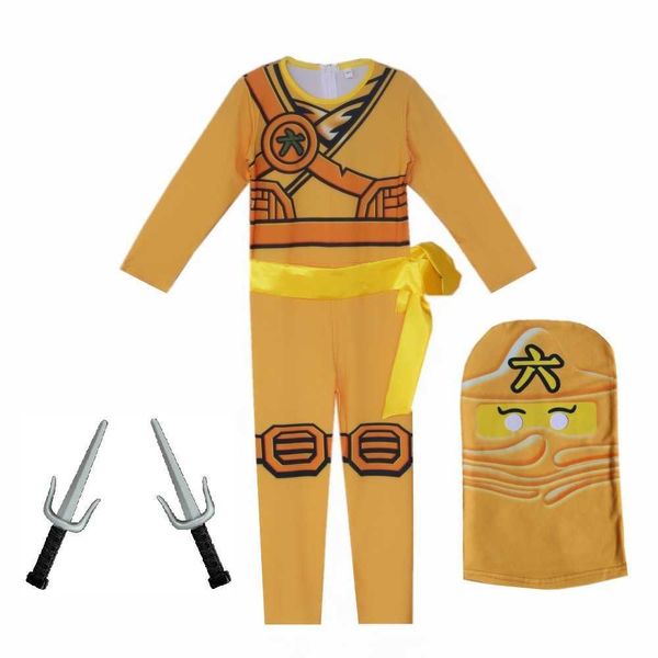 Ninja Costume Boys S Children Fancy Party Dress Up Carnival Halloween per bambini Cosplay Supereroe Tuta Y0913