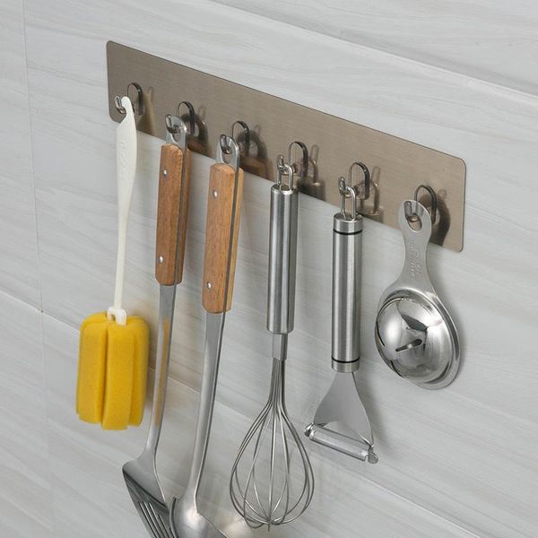 

creative hook non-perforating clothes hat kitchen bathroom wall strong storage rack 6 hooks 1pc & rails