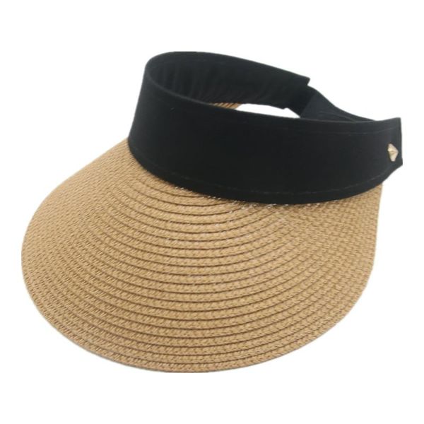 

wide brim hats women summer straw solid sun visor adjustable khaki black white beach outdoor protection, Blue;gray