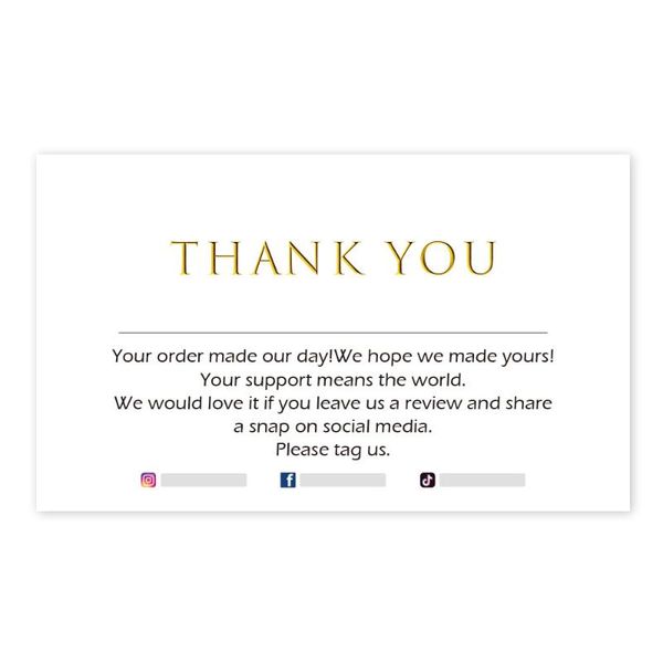 

thank you for your business card personalized logo modern order purchase package inserts social media greeting cards