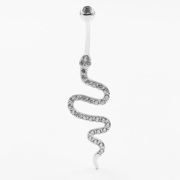 

other 925 sterling silver navel rings snake shape cz belly piercing body jewelry for women 1pcs, Slivery;golden