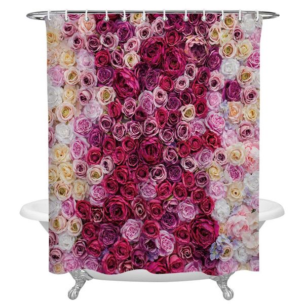 

shower curtains valentine's day rose wall bathroom curtain with hooks decor waterproof polyester bath