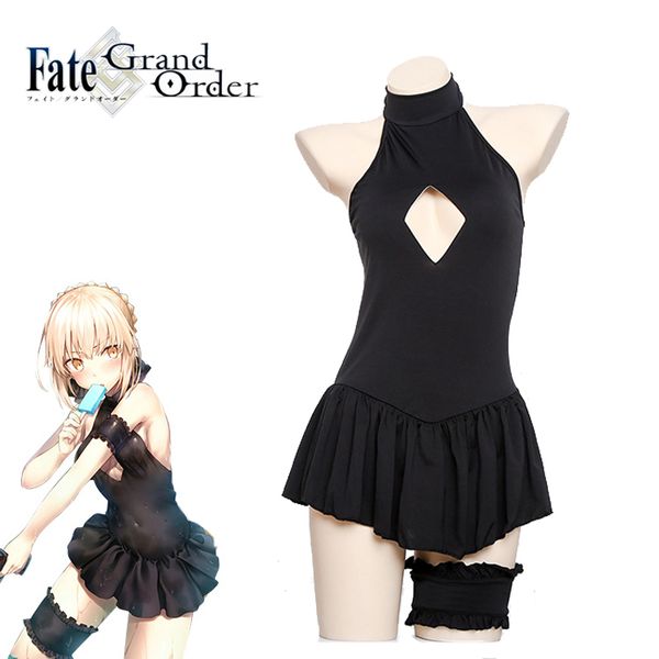 Anime FGO Sexy Alter Saber Cosplay Fate Grand Order Costume da bagno donna Fate Stay Niight Black Sukumizu Swimwear