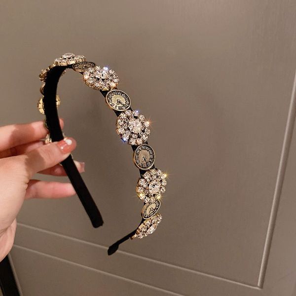 

hair clips & barrettes fyuan vintage clock pattern hairbands for women flower crystal headwear accessories jewelry gifts, Golden;silver